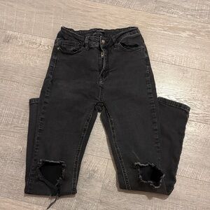 American Bazi Black Distressed Skinny Jeans